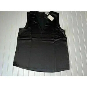 Pleione Women Black Sleeveless Blouse Top Medium NEW 639